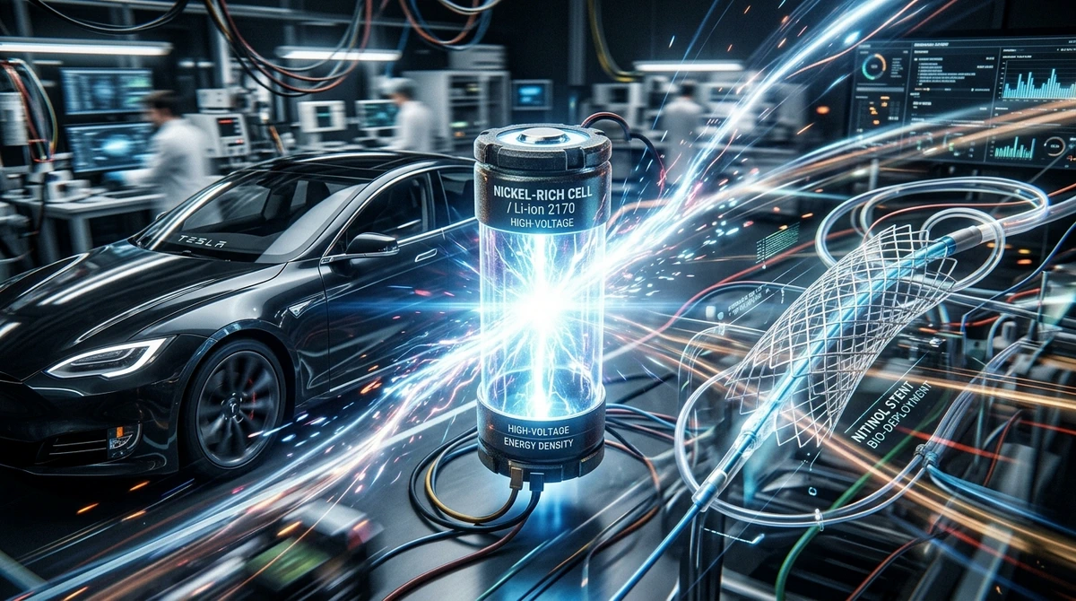 Аккумулятор электромобиля Tesla и медицинский нитиноловый стент
