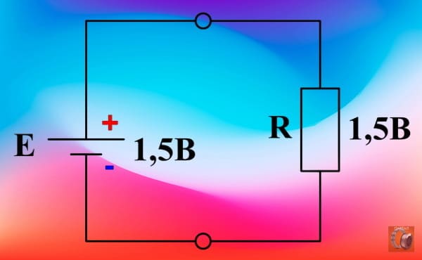 Пример с использованием батарейки на 1,5 В и одного резистора